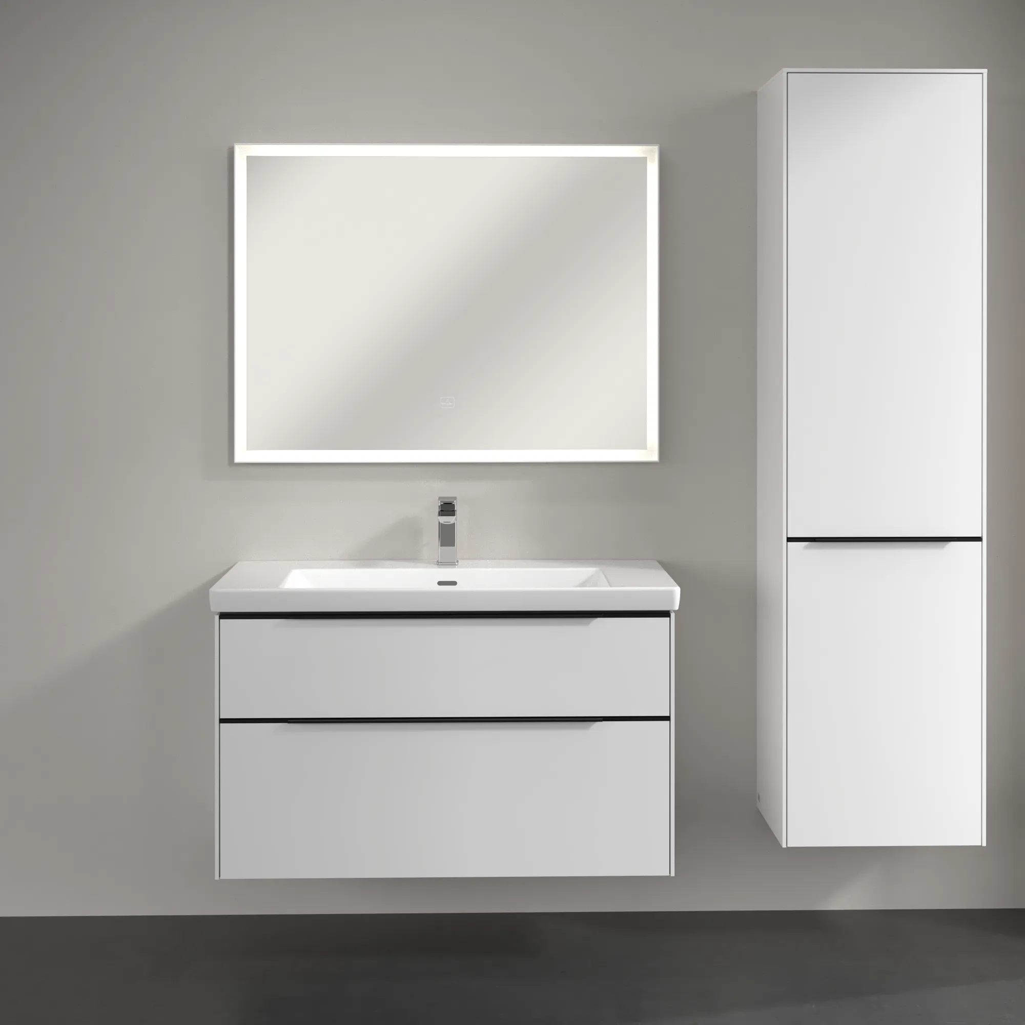 Villeroy & Boch Hochschrank mit Wäschekorb-Klappe „Subway 3.0“ 45 × 171 × 36,2 × 36,2 cm 1 Tür, 1 Wäscheklappe, 1 × fixer Fachboden, Anschlag: rechts, 2 × Glasfachboden, 1 Tür, Anschlag rechts