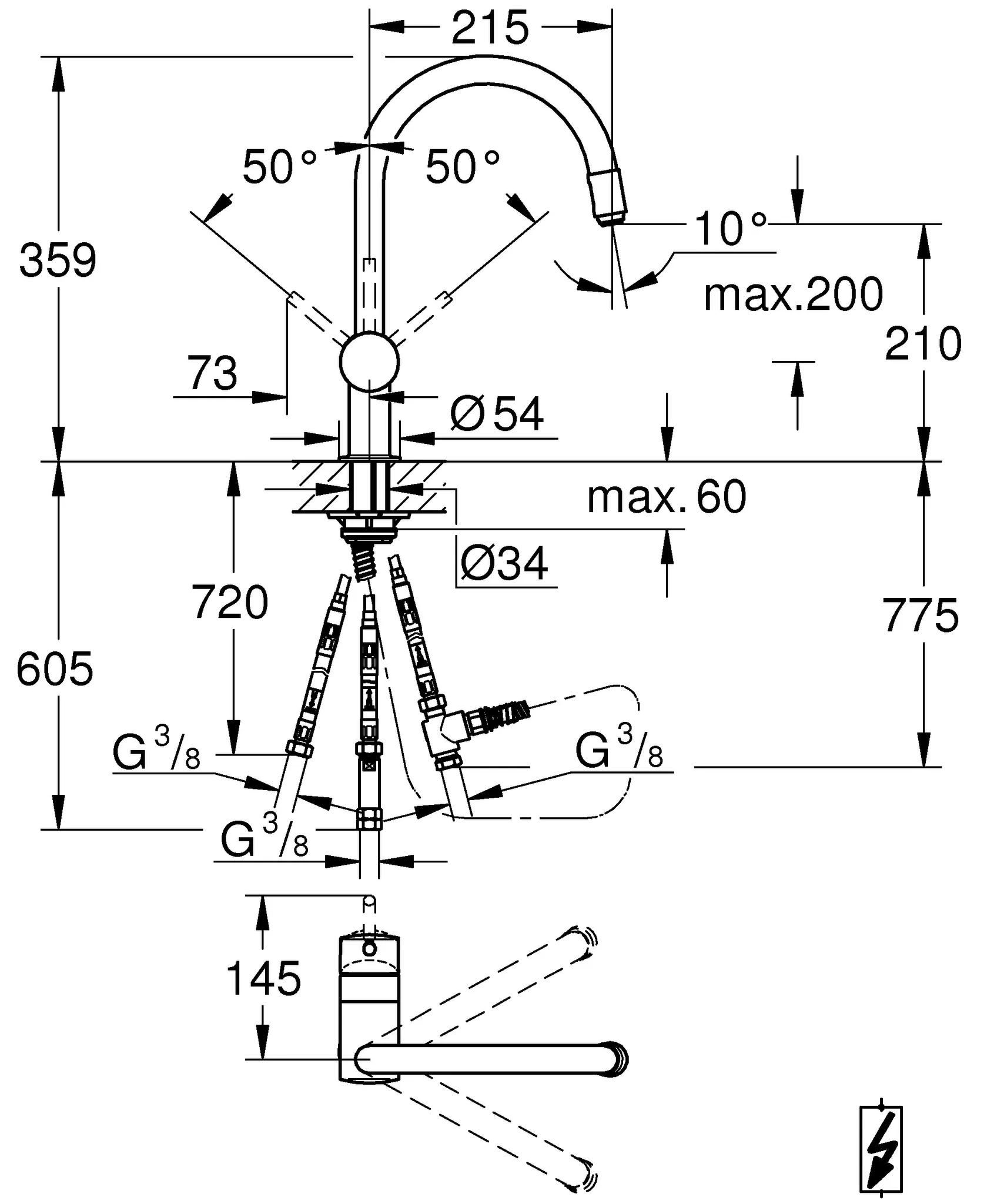 Grohe Minta Einhand-Spültischbatterie, Niederdruck, C-Auslauf, chrom Grohe Minta Einhand-Spültischbatterie, Niederdruck, C-Auslauf, chrom