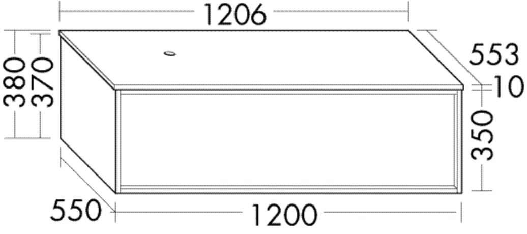 Burgbad Waschtischunterschrank Uomo SHQH121 inkl. Konsolenplatte, 553x1206x380 mm, 420 mm tief, 1 Auszug
