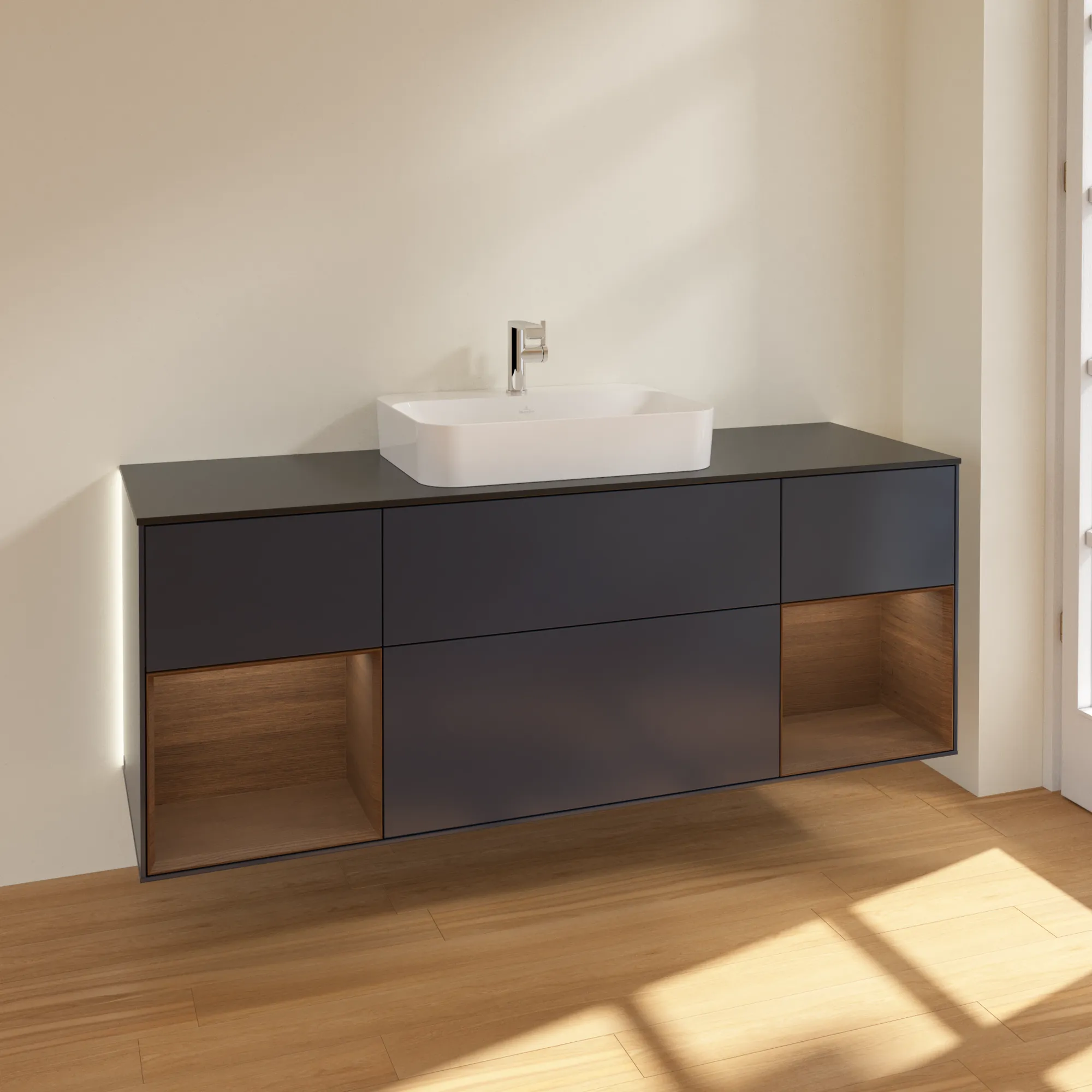 Villeroy & Boch Waschtischunterschrank „Finion“ für Schrankwaschtisch 1600 × 603 × 501 mm Midnight Blue Matt Lacquer, für Becken mittig