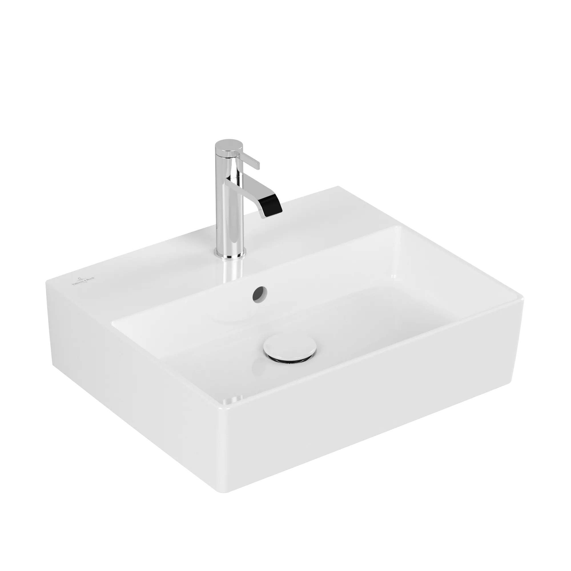 Villeroy & Boch Wandwaschtisch aus TitanCeram „Memento 2.0“ 500 × 420 × 140 mm, mit Hahnlochbohrung, Hahnlochposition mittig in Weiß Alpin