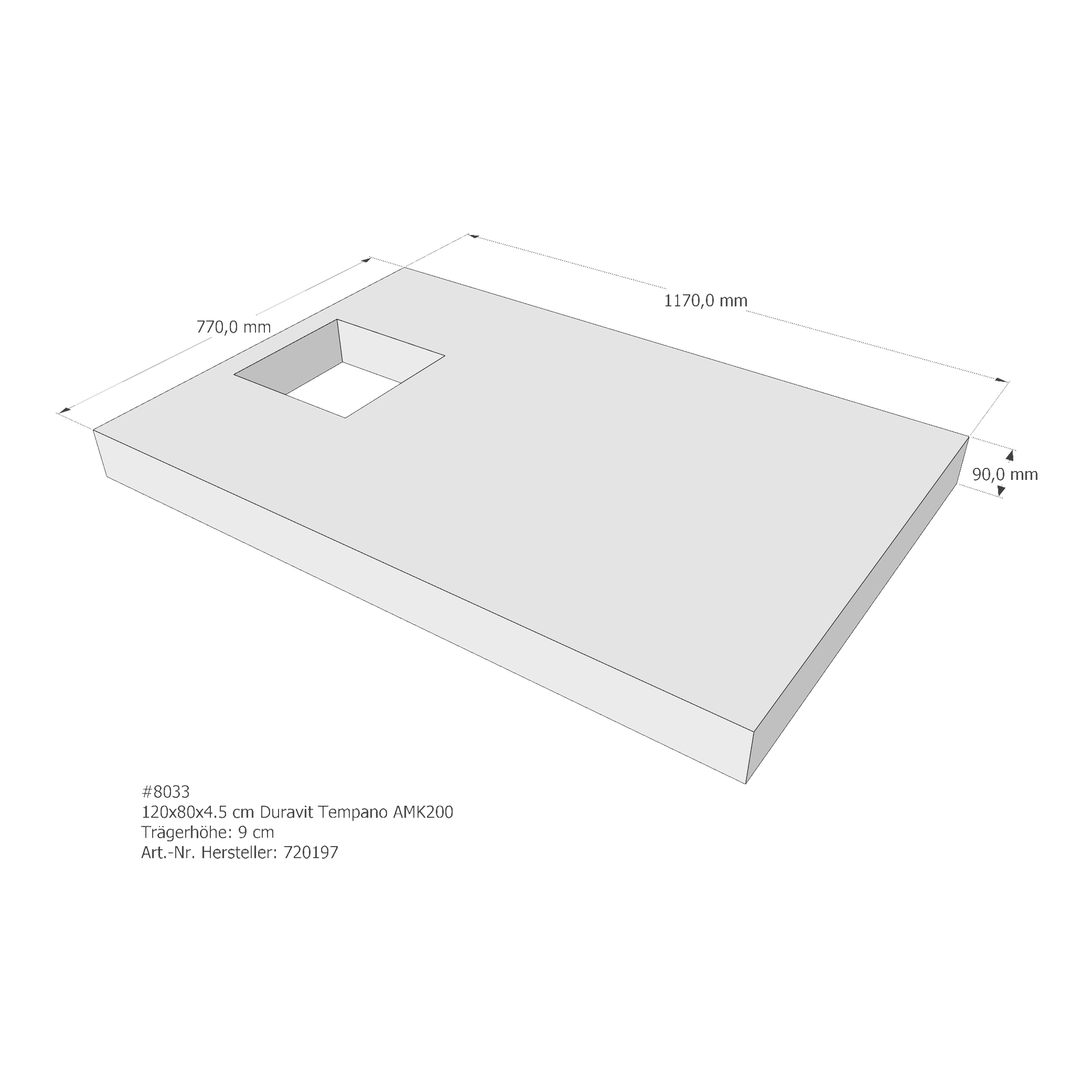 Duschwannenträger für Duravit Tempano 120 × 80 × 4,5 cm Breite: 80 cm / Länge: 120 cm Duschwannenträger für Duravit Tempano 120 × 80 × 4,5 cm Breite: 80 cm / Länge: 120 cm
