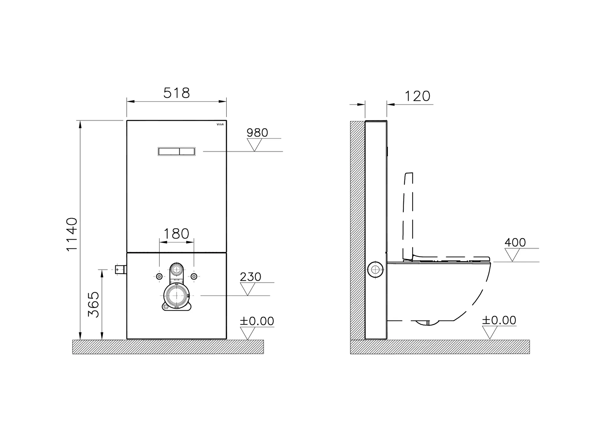 VitrA Vitrus Stand-Spülkasten inklusive Armatur für Wand-WCs mit Bidetfunktion Glasfront Schwarz VitrA Vitrus Stand-Spülkasten inklusive Armatur für Wand-WCs mit Bidetfunktion Glasfront Schwarz