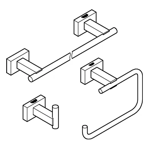 3-in-1 Bad-Set Essentials Cube 40777_1, mit Bademantelhaken, WC-Papierhalter ohne Deckel, Badetuchhalter, 558 mm, chrom 3-in-1 Bad-Set Essentials Cube 40777_1, mit Bademantelhaken, WC-Papierhalter ohne Deckel, Badetuchhalter, 558 mm, chrom