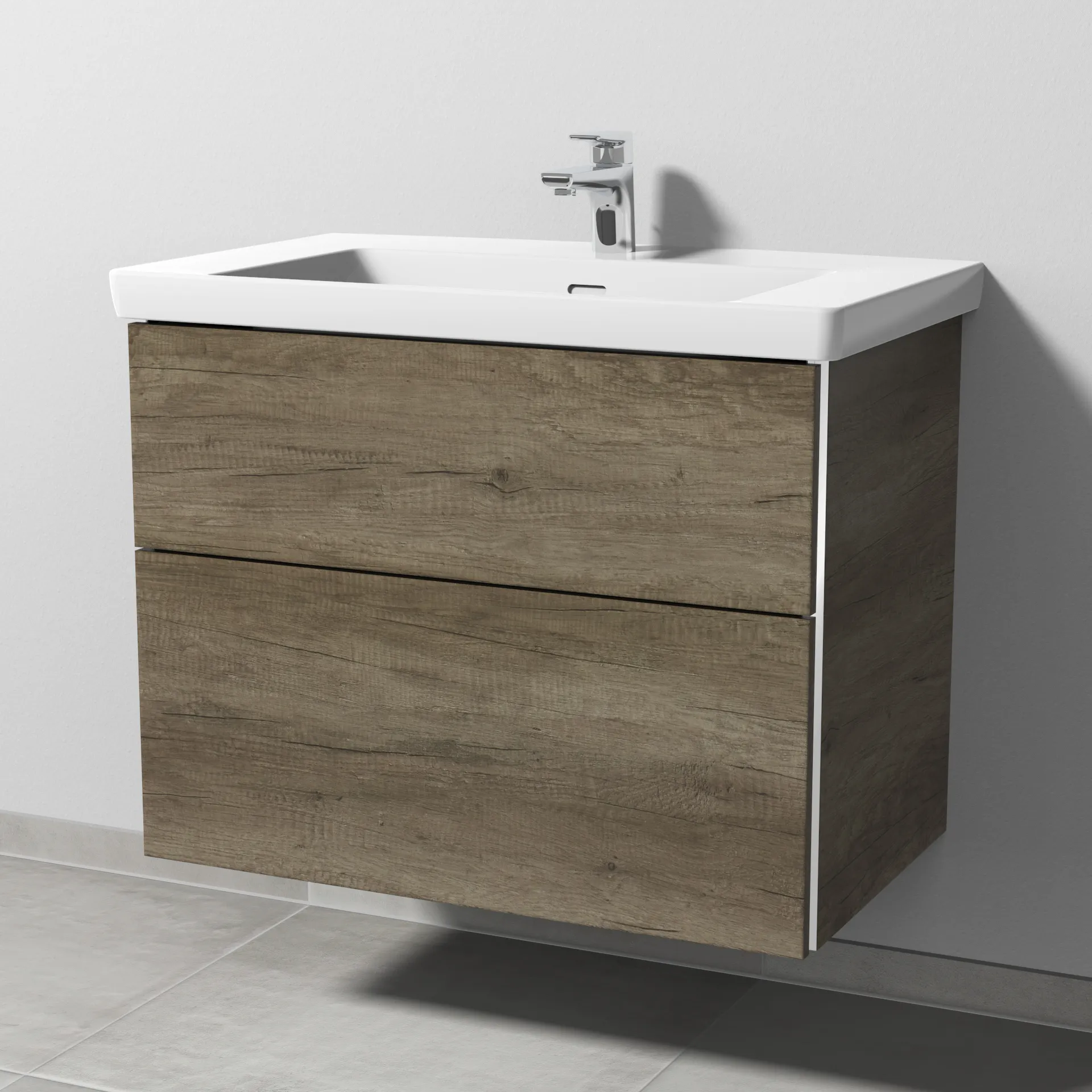 Sanipa Waschtischunterschrank „3way“ 755 × 588 × 462 mm in Eiche Nebraska, Becken mittig