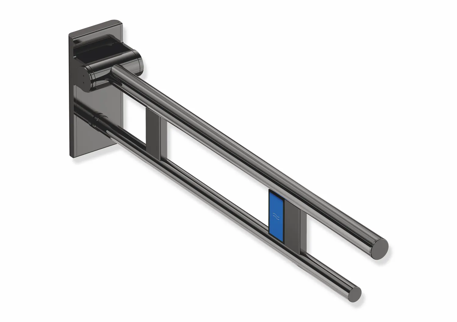 HEWI Mobiler Stützklappgriff Duo Design A Edelstahl PVD 750 mm links