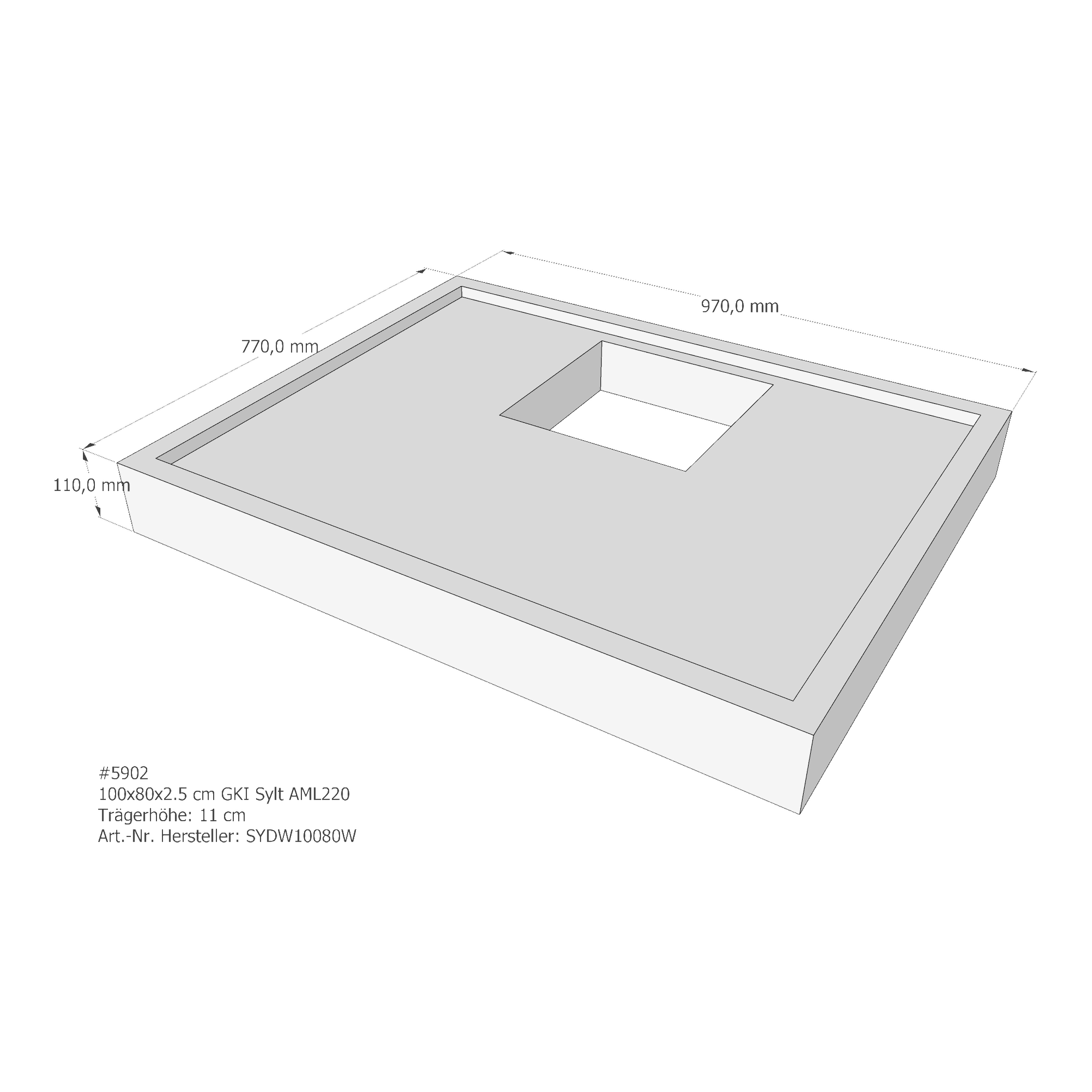 Duschwannenträger für GKI Sylt 100 × 80 × 2,5 cm
