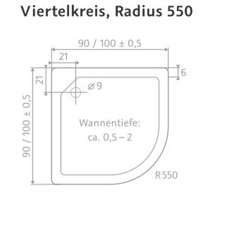 HSK viertelkreis Marmor-Polymer-Duschwanne „superflach“ mit Punktablauf 90 × 90 cm ohne, in Weiß HSK viertelkreis Marmor-Polymer-Duschwanne „superflach“ mit Punktablauf 90 × 90 cm ohne, in Weiß