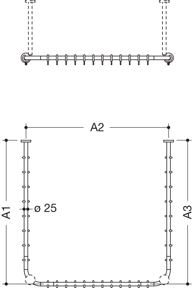 HEWI Duschvorhangstange „System 900“