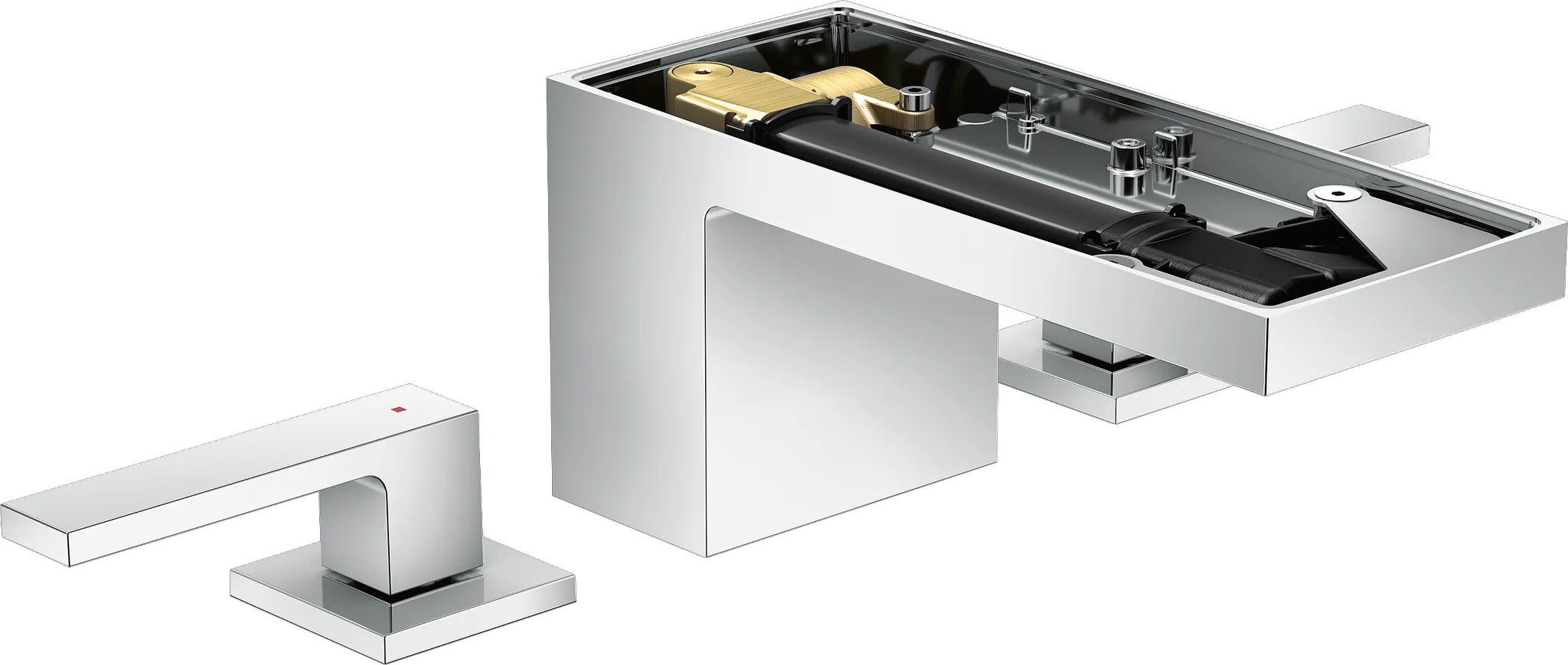 Hansgrohe AXOR MyEdition 3-Loch Waschtischarmatur 70 mit Push-Open Ablaufgarnitur, Chrom Hansgrohe AXOR MyEdition 3-Loch Waschtischarmatur 70 mit Push-Open Ablaufgarnitur, Chrom