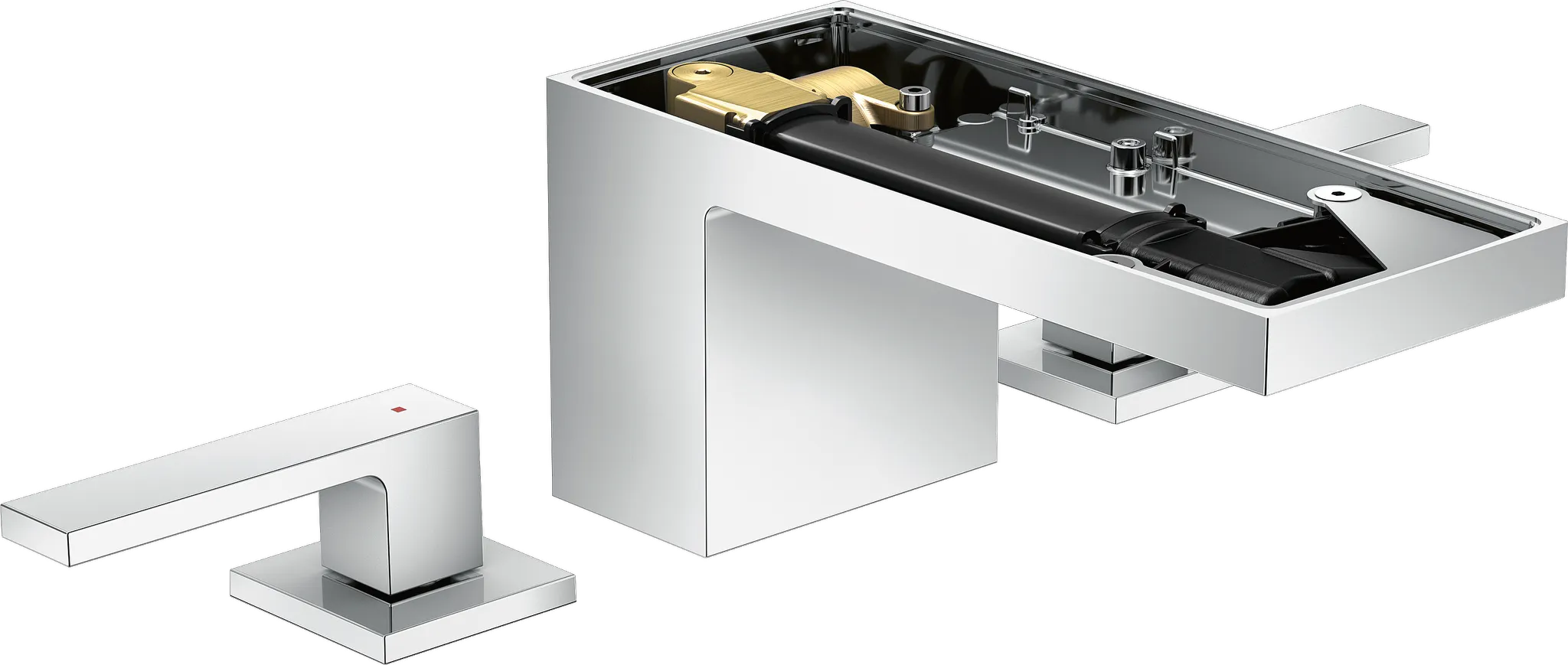 Hansgrohe AXOR MyEdition 3-Loch Waschtischarmatur 70 mit Push-Open Ablaufgarnitur, Chrom Hansgrohe AXOR MyEdition 3-Loch Waschtischarmatur 70 mit Push-Open Ablaufgarnitur, Chrom