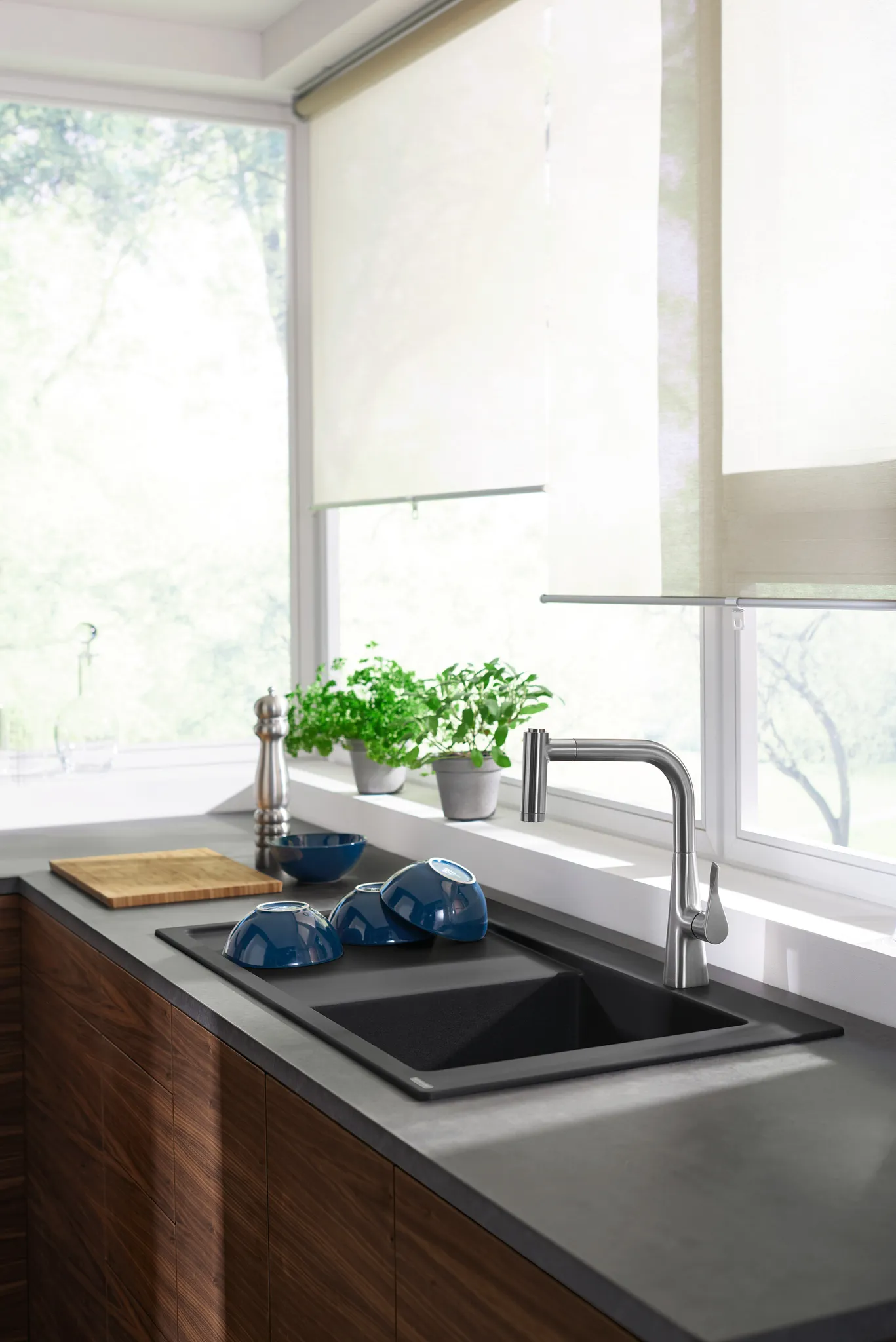 Hansgrohe Einbauspüle S51, Serie S514-F450, Steingrau, 1030 x 490 mm, 1 Hauptbecken mit Abtropffläche, Beckentiefe 190 mm Hansgrohe Einbauspüle S51, Serie S514-F450, Steingrau, 1030 x 490 mm, 1 Hauptbecken mit Abtropffläche, Beckentiefe 190 mm