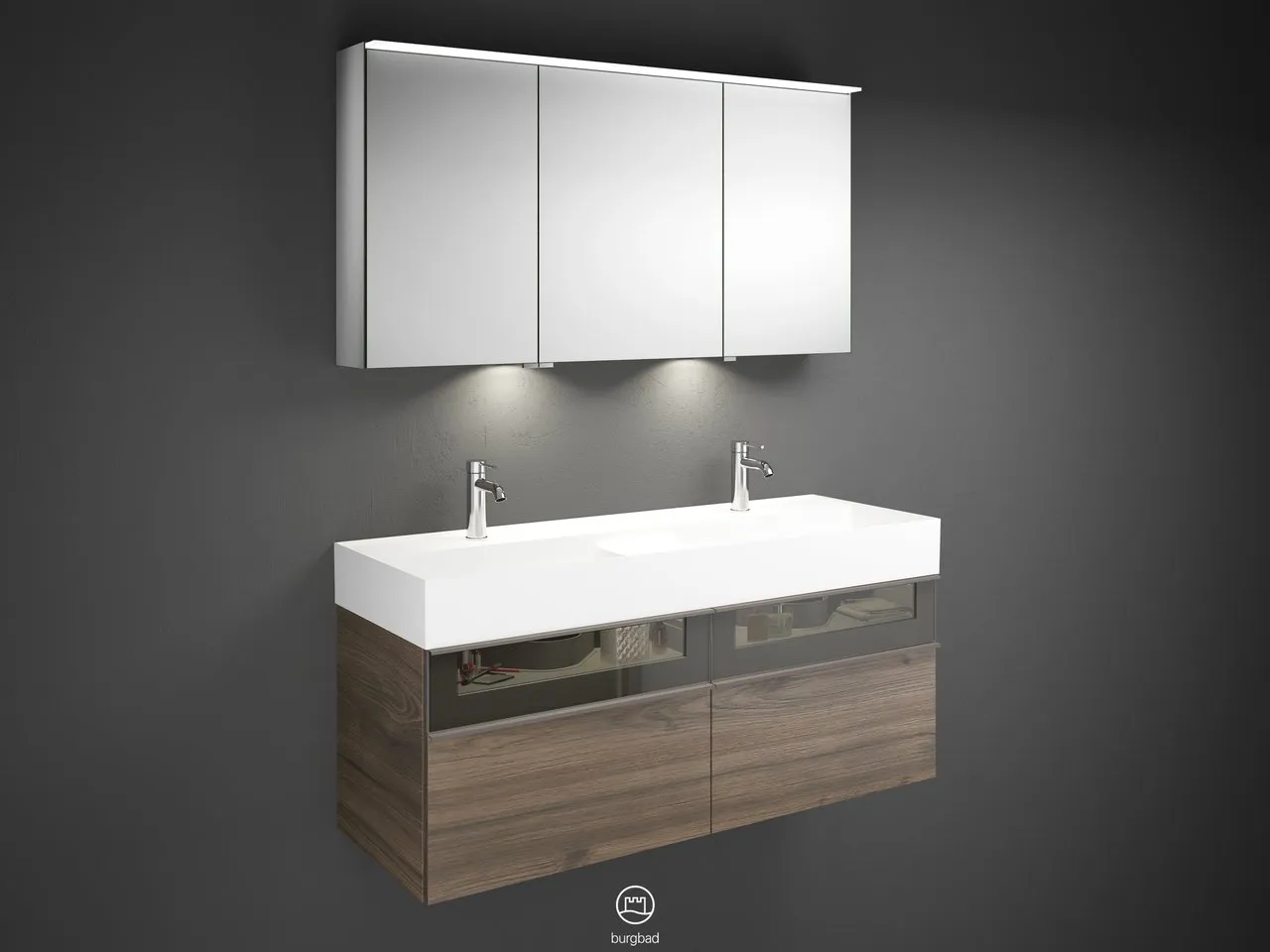 burgbad Badmöbelset „Yumo“ in Grau Hochglanz burgbad Badmöbelset „Yumo“ in Grau Hochglanz