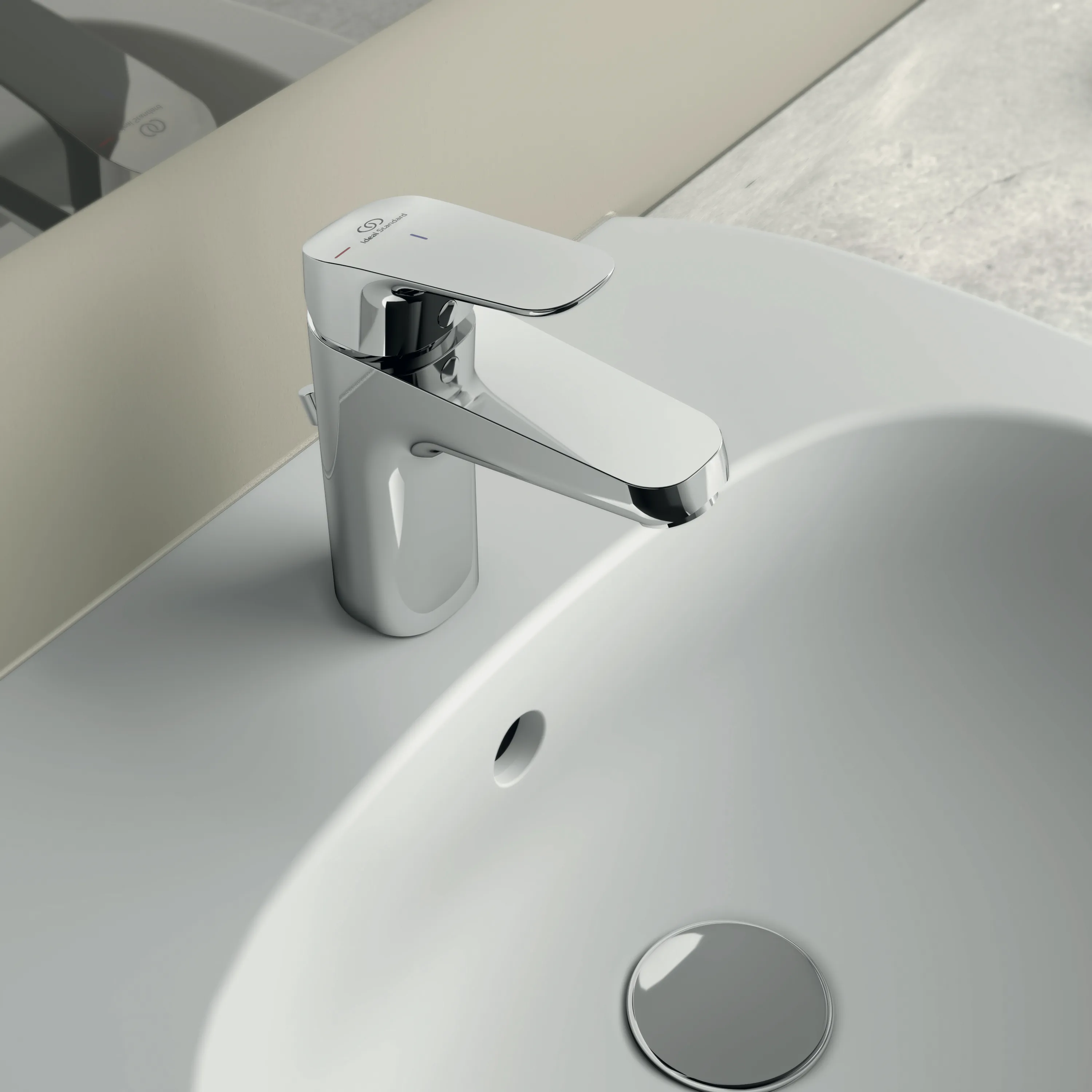 Waschtischarmatur Ceraflex, Grande, 5l/min., BlueStart, mit Ablaufgarnitur, Ausladung 110mm, Chrom Waschtischarmatur Ceraflex, Grande, 5l/min., BlueStart, mit Ablaufgarnitur, Ausladung 110mm, Chrom