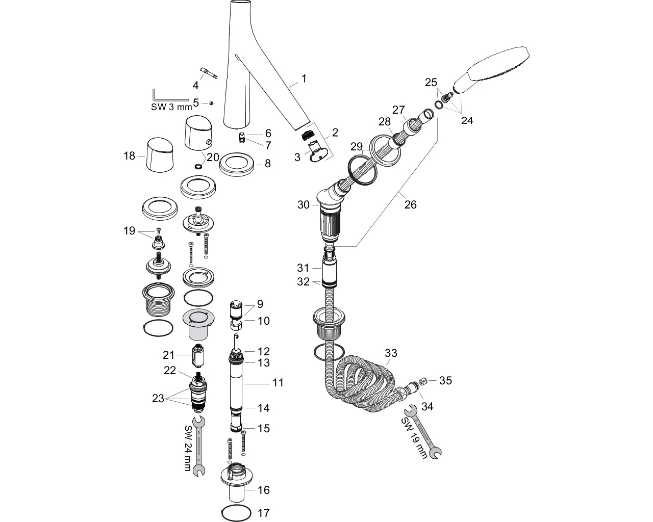 4-Loch Wannenarmatur Axor Starck Organic F-Set f.Fliesenrand chrom