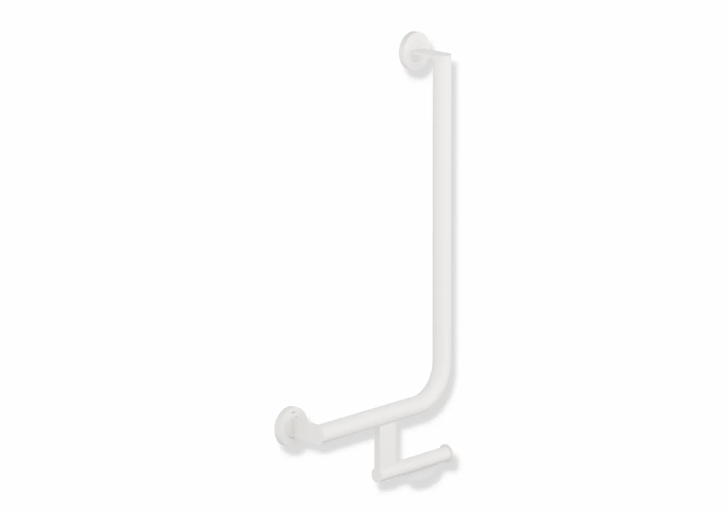 HEWI Winkelgriff mit Papierrollenhalter System 900, Edelstahl, pulverbeschichtet, weiß tiefmatt