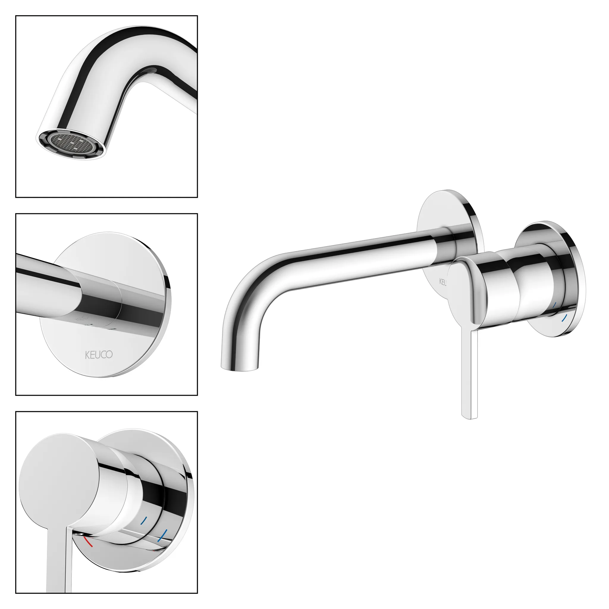 Plan blue Einhebel-Waschtischmischer UP für Wandmontage Ausladung 165 mm verchromt Plan blue Einhebel-Waschtischmischer UP für Wandmontage Ausladung 165 mm verchromt