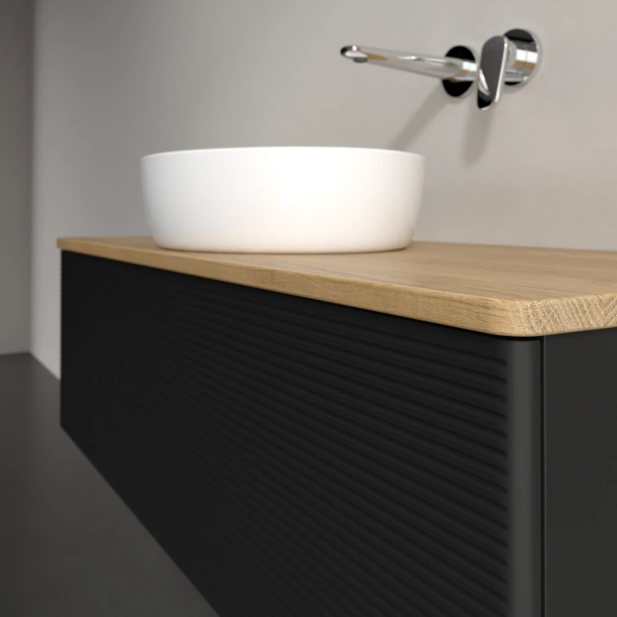 Villeroy & Boch Waschtischunterschrank „Antao“ 1200 × 360 × 500 mm Black Matt Lacquer, für Becken mittig, ohne Beleuchtung