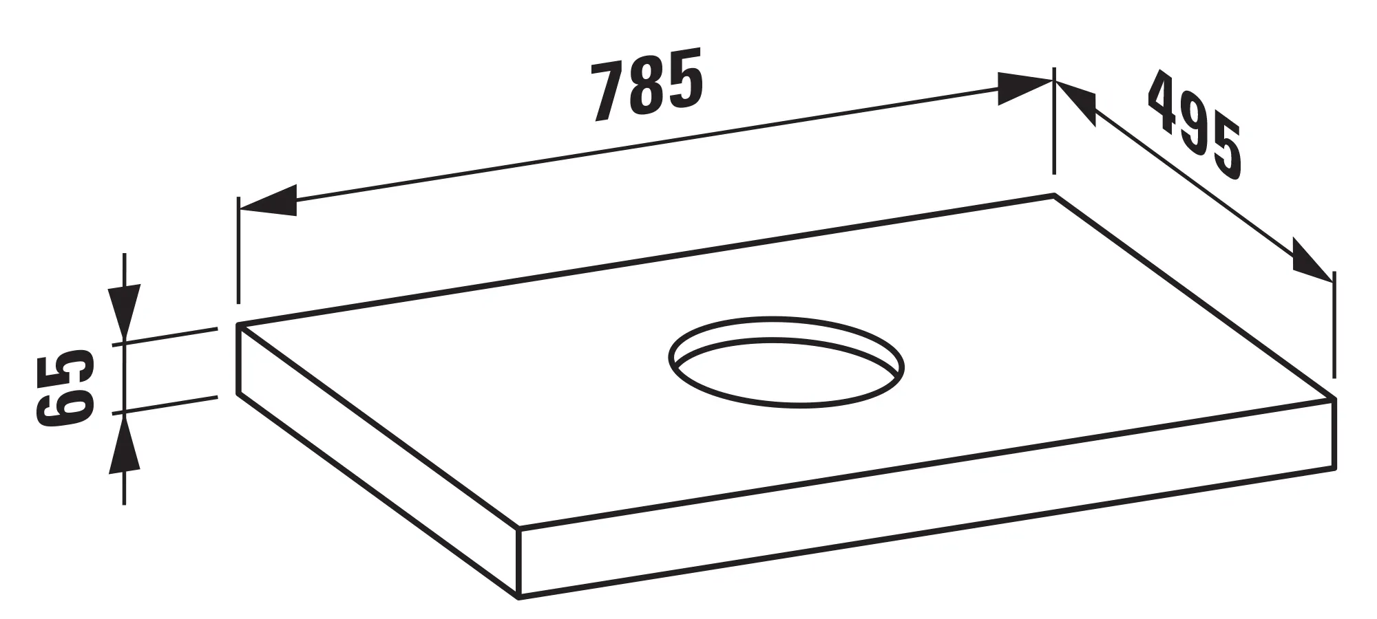 Waschtisch-Platte LANI 495x785x65 mit Ausschnitt mittig inklusive 2 Befestigungselemente weiß matt Waschtisch-Platte LANI 495x785x65 mit Ausschnitt mittig inklusive 2 Befestigungselemente weiß matt