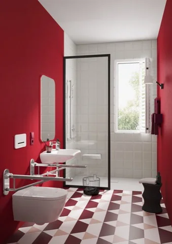 Villeroy & Boch ViCareUNIVERSAL Duschklappsitz, Aluminium, 355 x 370 mm, SoftStop, 68 Weiß