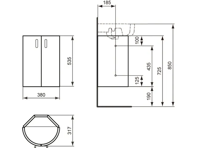 Ideal Standard Connect Eck-Waschtischunterschrank, Hochglanz weiß lackiert, 380 mm Tiefe