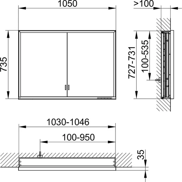 KEUCO Wandeinbau Spiegelschrank mit verdecktem Ablagefach „Royal Lumos“ in Silber (eloxiert), Unterputz, mit Steckdosen, ohne Spiegelheizung 1050 × 735 × 130 mm KEUCO Wandeinbau Spiegelschrank mit verdecktem Ablagefach „Royal Lumos“ in Silber (eloxiert), Unterputz, mit Steckdosen, ohne Spiegelheizung 1050 × 735 × 130 mm