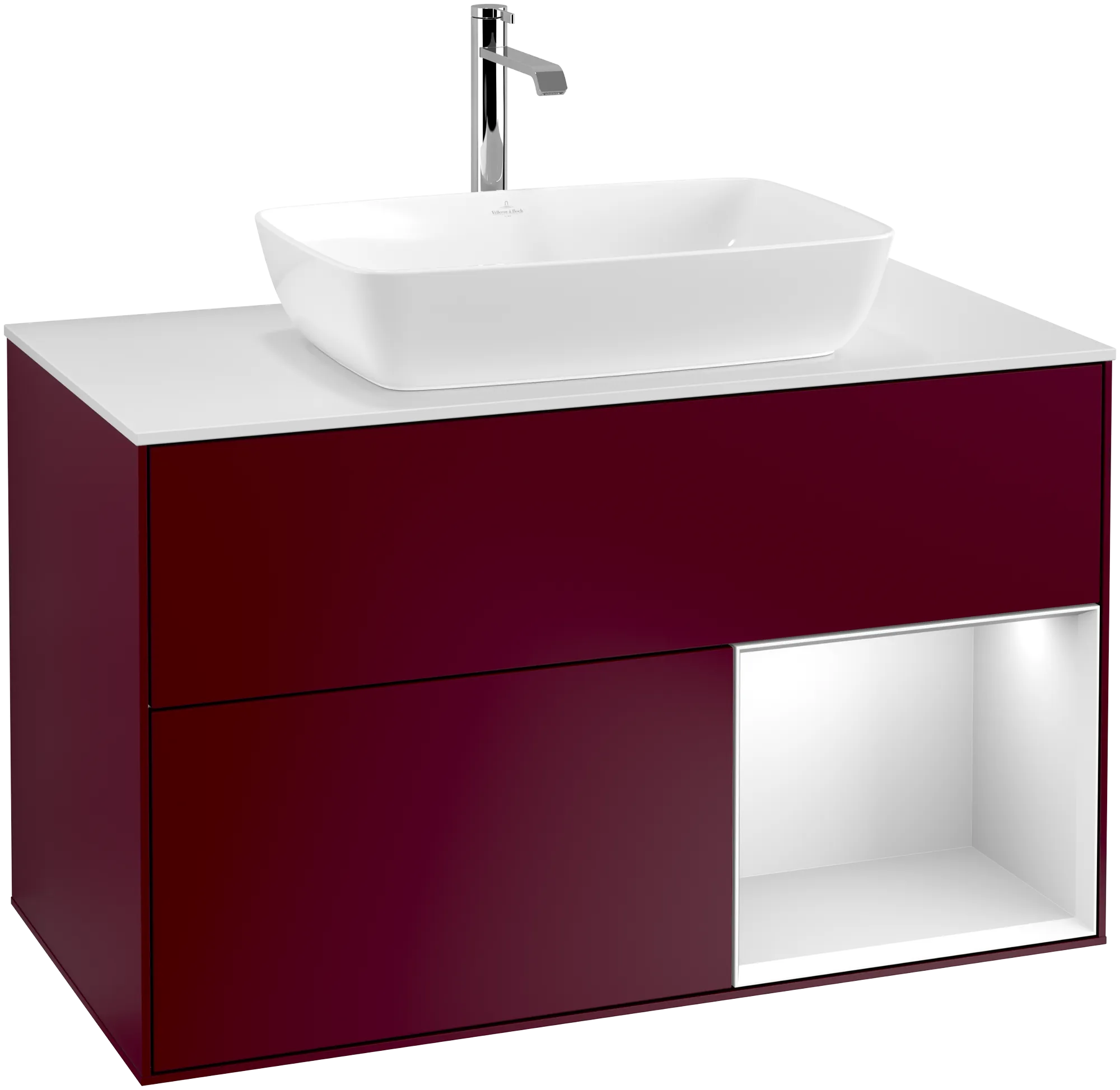 Villeroy & Boch Waschtischunterschrank „Finion“ für Schrankwaschtisch 1000 × 603 × 501 mm Peony Matt Lacquer, für Becken mittig, mit Hahnlochbohrung