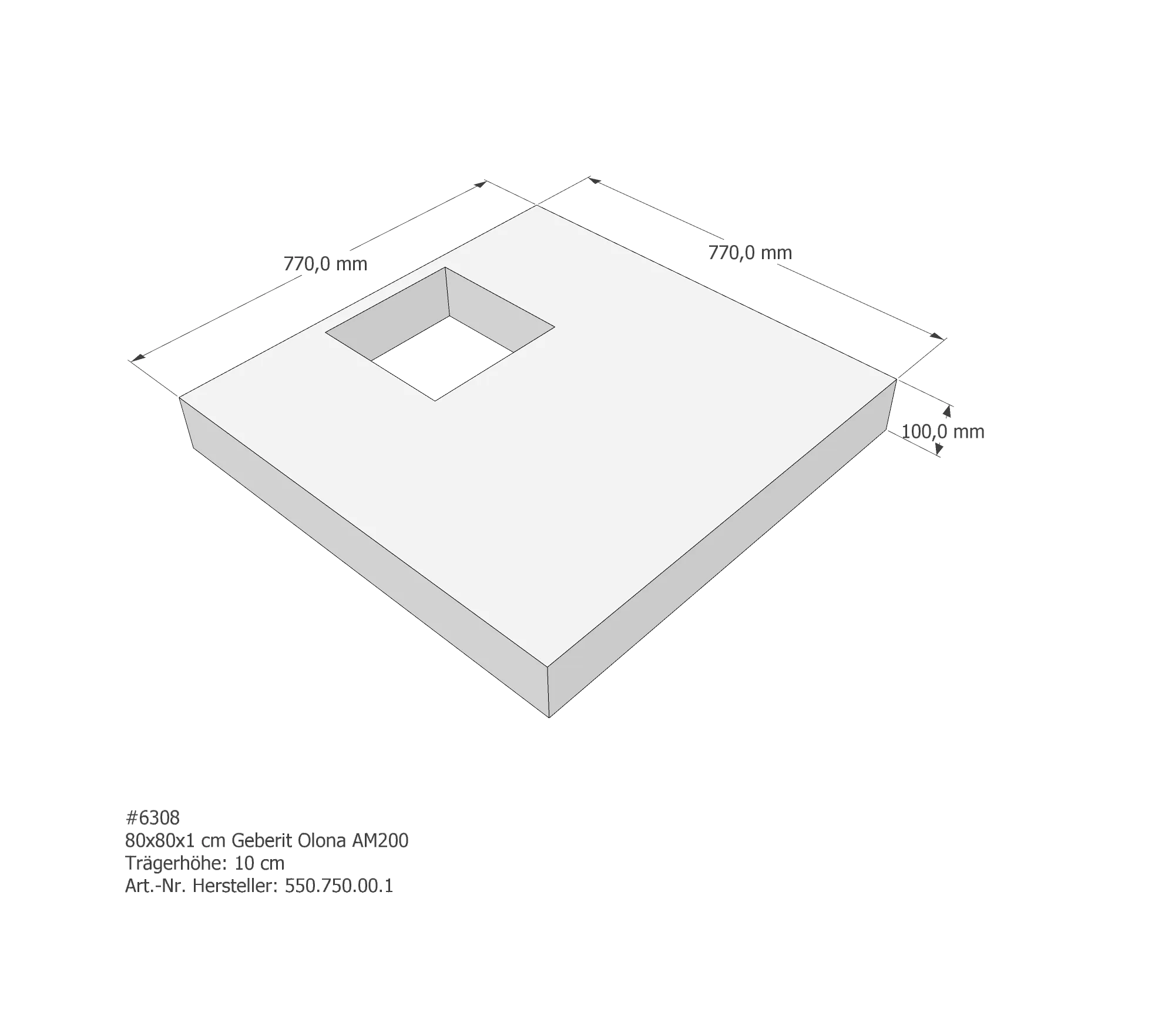 Duschwannenträger für Geberit Olona 80 × 80 × 1 cm Duschwannenträger für Geberit Olona 80 × 80 × 1 cm