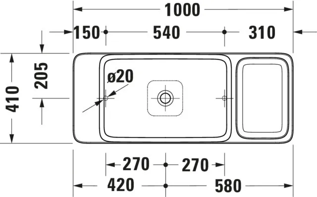 Duravit Aufsatzwaschtisch inkl. Natursteinkonsole „Qatego“ 100 × 41 × 90 cm in Weiß Hochglanz