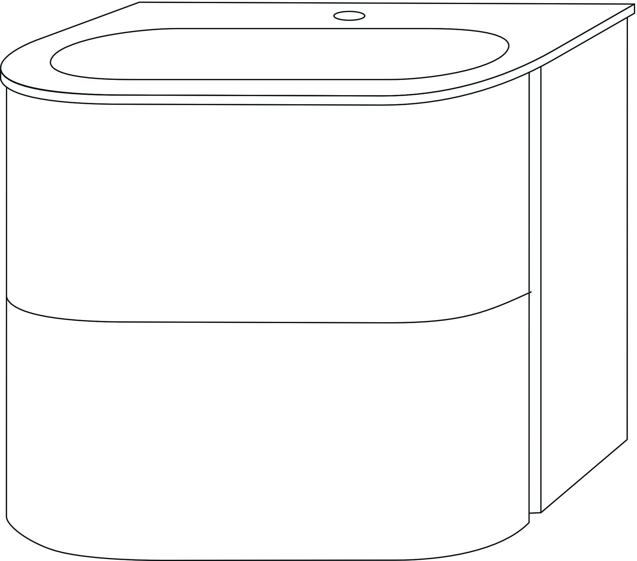 Sanipa Keramik-Waschtisch-Set mit Waschtischunterschrank „4balance“ 58,4 × 51,4 × 52,2 cm in Weiß-Matt, ohne Beleuchtung