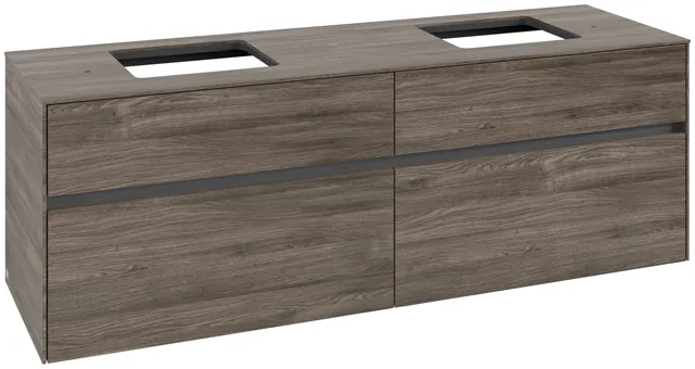 Villeroy & Boch Waschtischunterschrank „Collaro“ 1600 × 548 × 500 mm Stone Oak, ohne Beleuchtung, für links und rechts