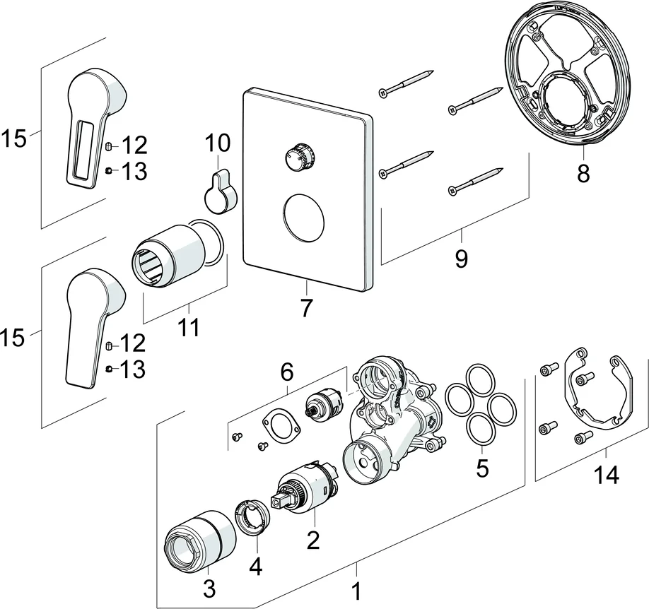 HansaTWIST Wannen- und Brausearmatur Einhebelmischer Fertigmontageset für Wanne/Brause HansaTWIST 8984 Rosette eckig Chrom