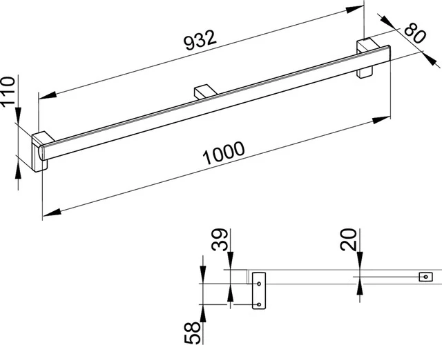 KEUCO AXESS Haltegriff 1000 mm silber-eloxiert KEUCO AXESS Haltegriff 1000 mm silber-eloxiert