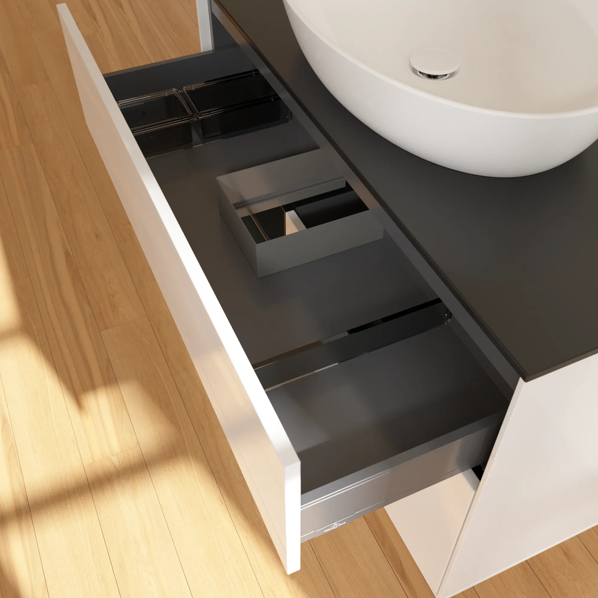 Villeroy & Boch Finion Waschbeckenunterschrank FA1 1000x603x501mm Glossy White Lacquer / Black Matt Villeroy & Boch Finion Waschbeckenunterschrank FA1 1000x603x501mm Glossy White Lacquer / Black Matt