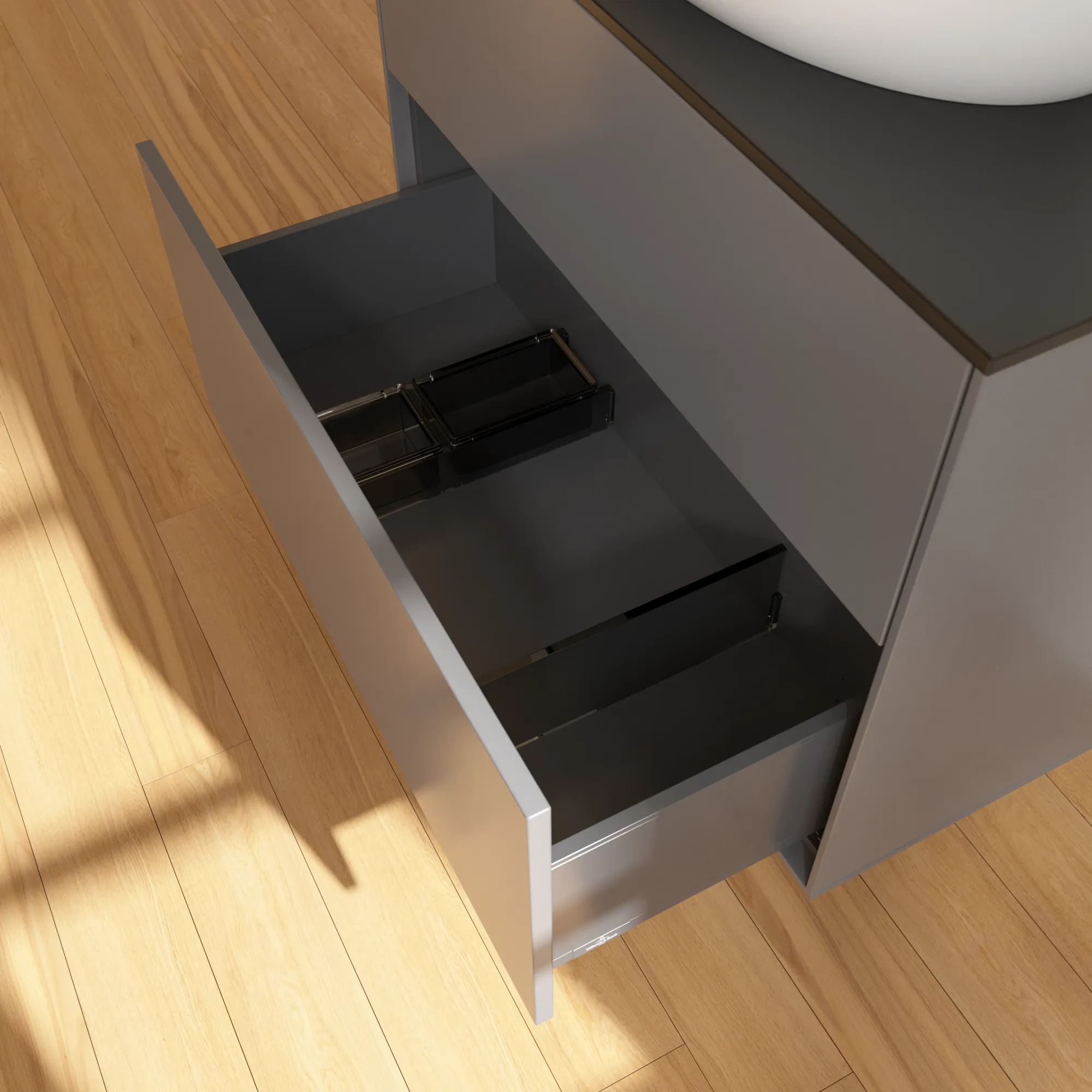 Villeroy & Boch Waschbeckenunterschrank Finion F87, Anthracite Matt Lacquer, 800x603x501mm, mit SoftClosing und Push-to-open Funktion Villeroy & Boch Waschbeckenunterschrank Finion F87, Anthracite Matt Lacquer, 800x603x501mm, mit SoftClosing und Push-to-open Funktion