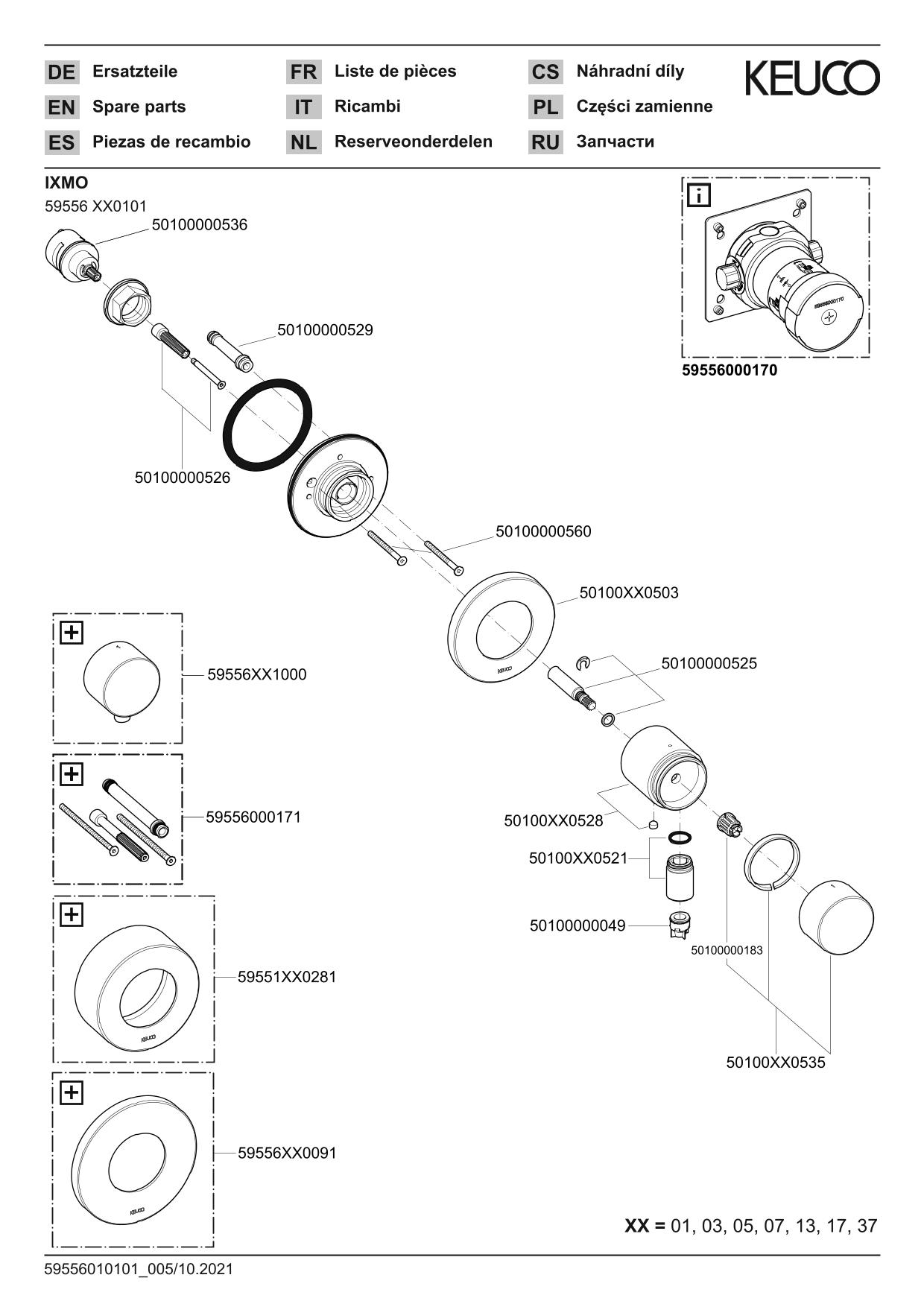 IXMO 59556370101 2-Wege Umstellventil UP DN15 mit Schlauchanschluß IXMO Pure, rund schwarz