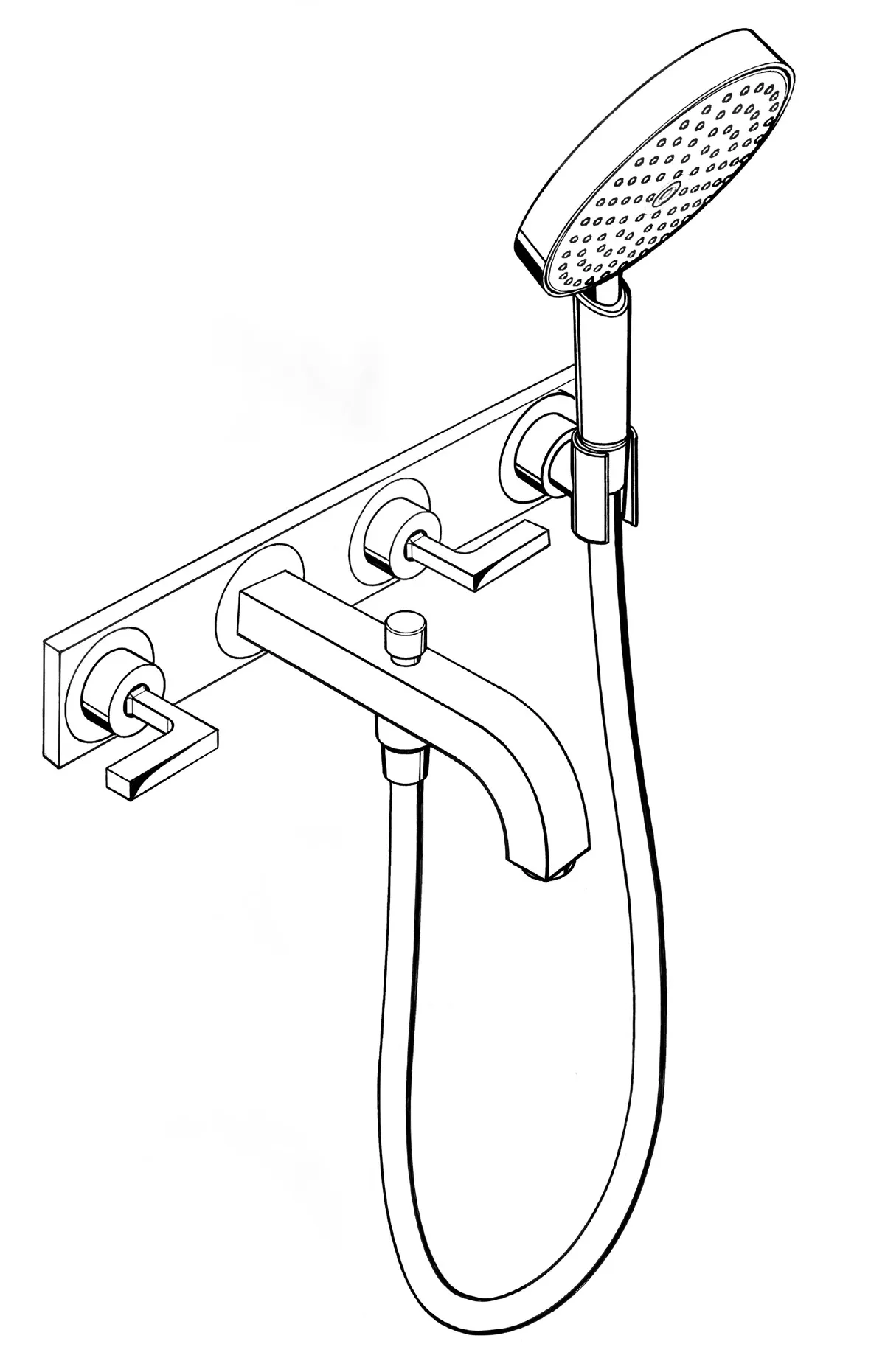 3-L.Wannenarmatur Axor Citterio F-Set Wand chrom m.Hebelgriff/Platte u.Handbr. 3-L.Wannenarmatur Axor Citterio F-Set Wand chrom m.Hebelgriff/Platte u.Handbr.