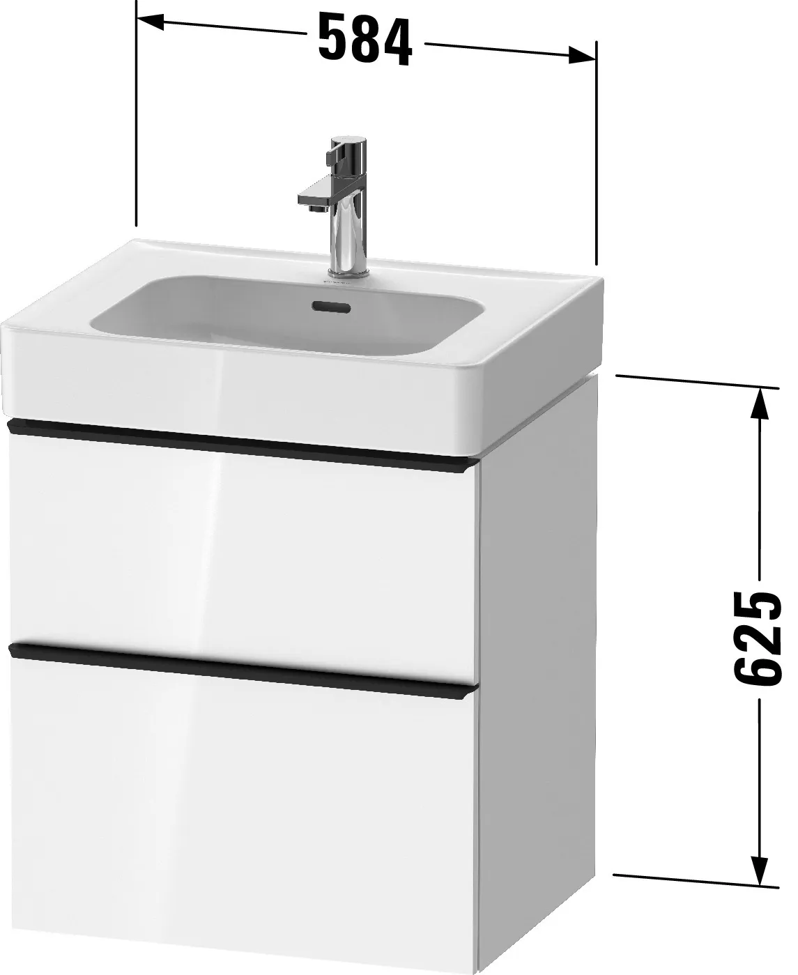 Duravit Waschtischunterschrank wandhängend „D-Neo“ 58,4 × 62,5 × 45,2 cm in Basalt Matt