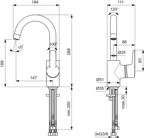 Waschtischarmatur Connect Blue, ohne Ablaufgarnitur, Niederdruck, mit hohem Auslauf, Ausladung 146mm, Chrom Waschtischarmatur Connect Blue, ohne Ablaufgarnitur, Niederdruck, mit hohem Auslauf, Ausladung 146mm, Chrom