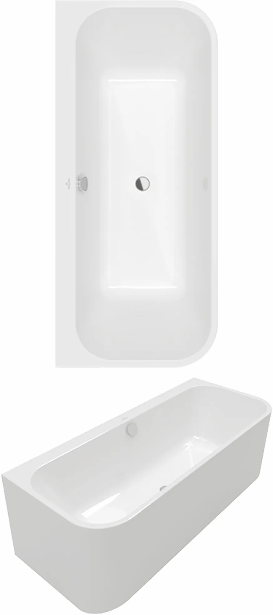 Villeroy & Boch Badewanne „Architectura“ vorwand rechteck 180 × 80 cm, mittig in Weiß Alpin