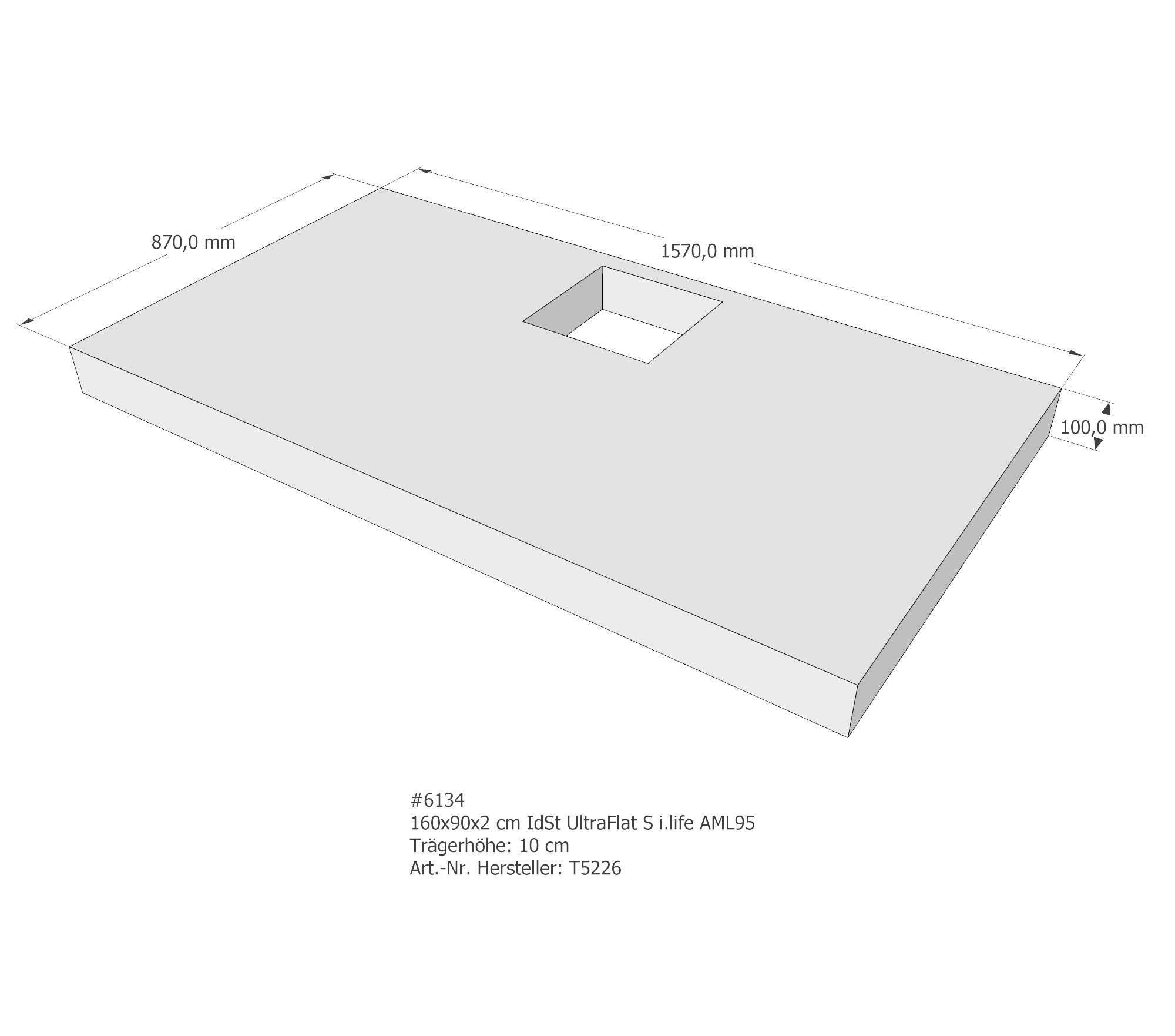 Duschwannenträger für Ideal Standard Ultra Flat S i.life 160 × 90 × 2 cm