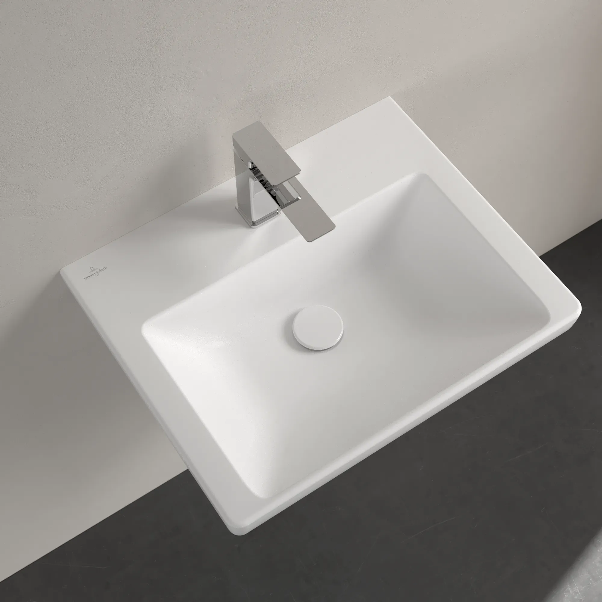 Villeroy & Boch Wandwaschtisch „Subway 3.0“ 550 × 440 × 165 mm, ohne Hahnlochbohrung, Hahnlochposition mittig in Stone White Villeroy & Boch Wandwaschtisch „Subway 3.0“ 550 × 440 × 165 mm, ohne Hahnlochbohrung, Hahnlochposition mittig in Stone White