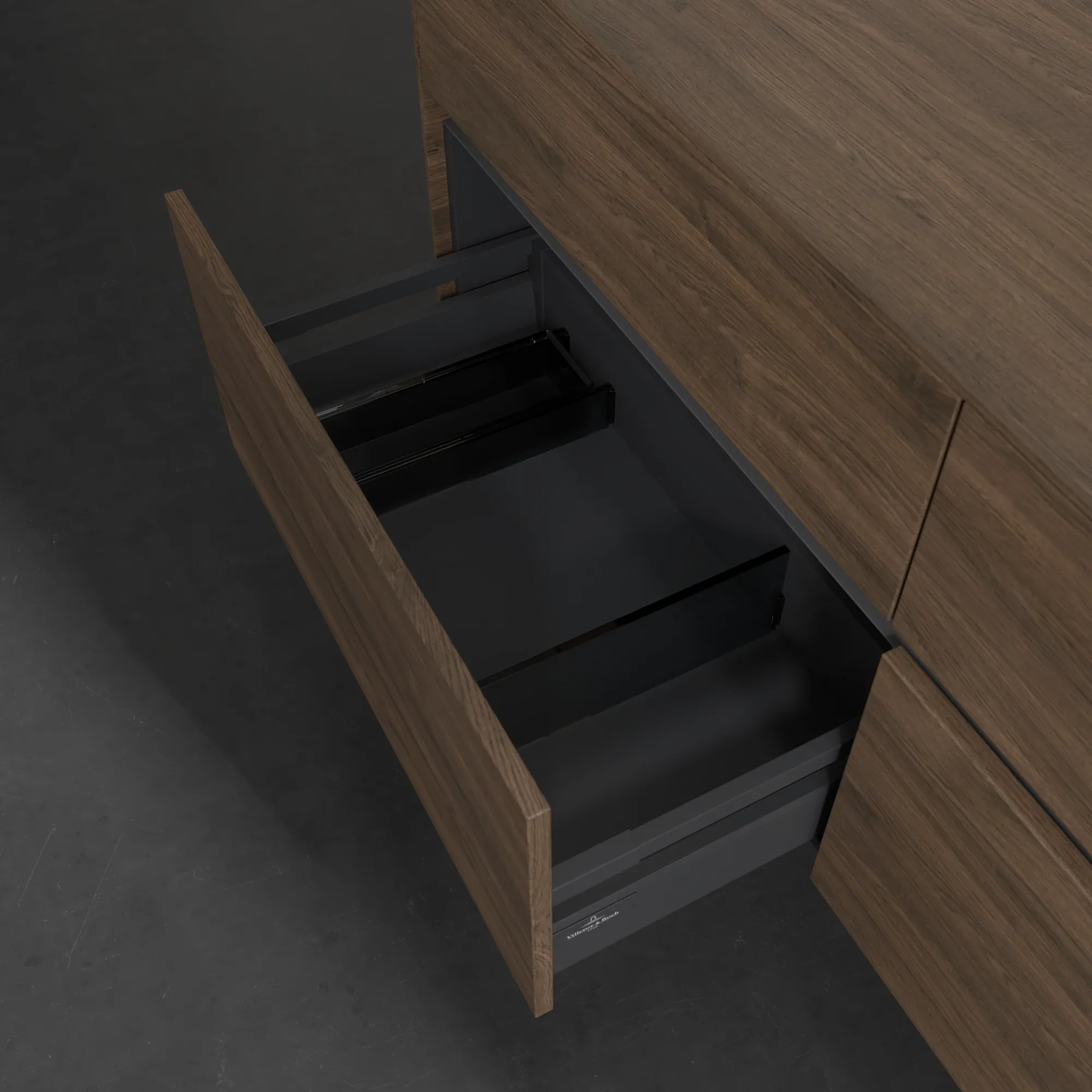 Villeroy & Boch Waschbeckenunterschrank Collaro Arizona Oak, 1400x548x500 mm, mit Beleuchtung und SoftClosing, Eckig