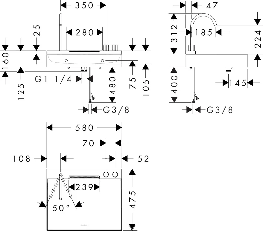 Avalegra AquaUnit 580/475, Chrom