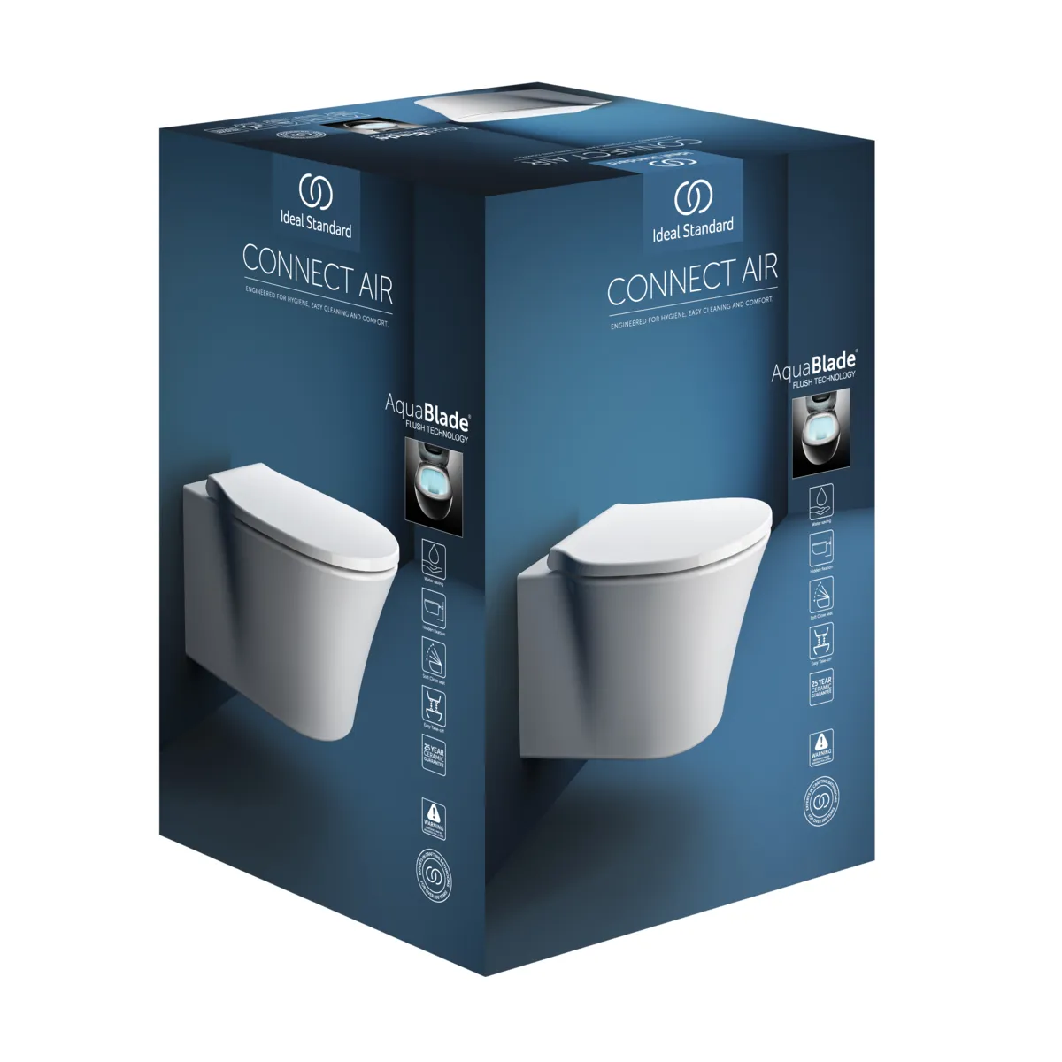 Wand-Tiefspül-WC-Kombipaket Connect Air, AQUABLADE, mit Softclosing, 365x540mm, Weiß