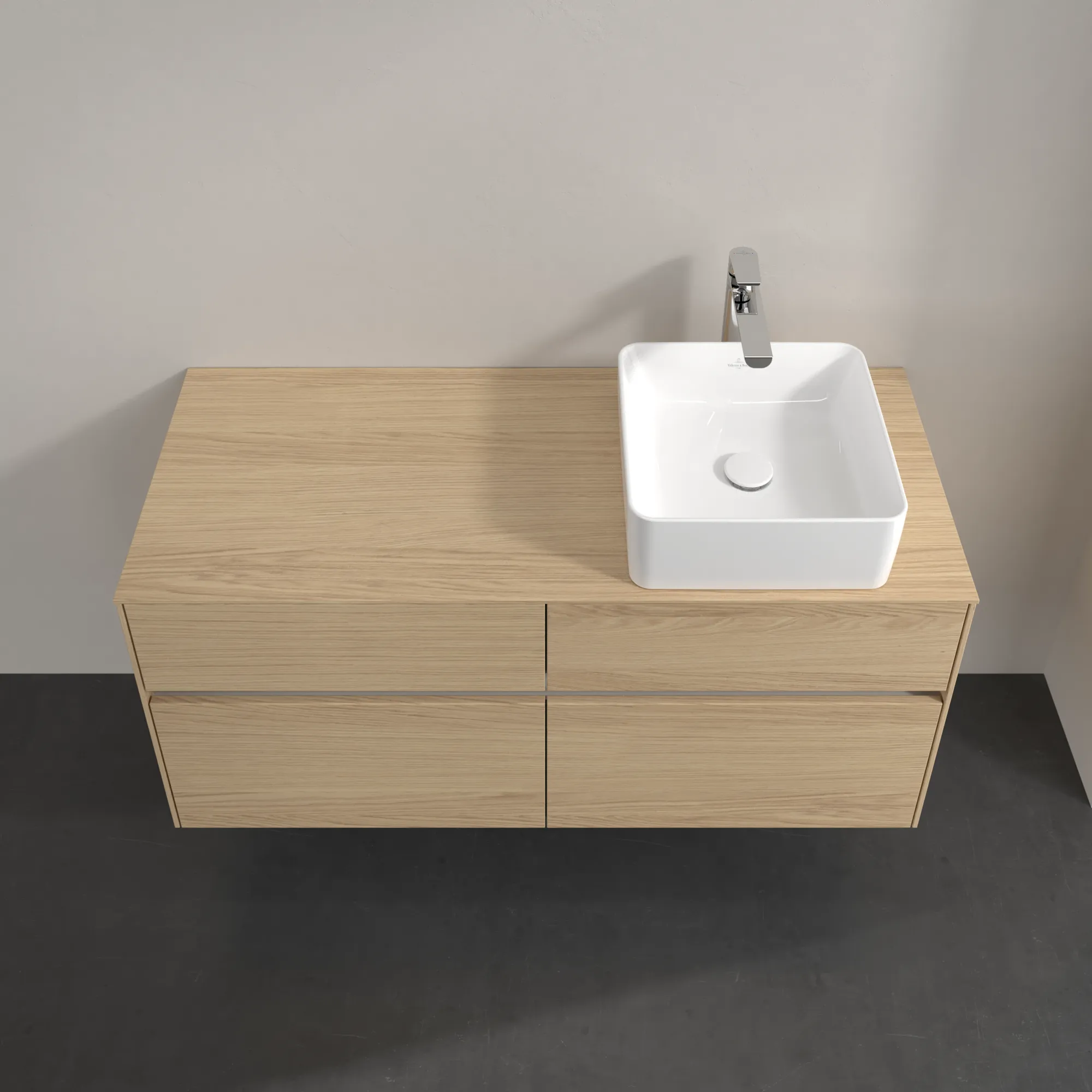 Villeroy & Boch Waschtischunterschrank „Collaro“ 1200 × 548 × 500 mm Nordic Oak, ohne Beleuchtung, für Becken rechts