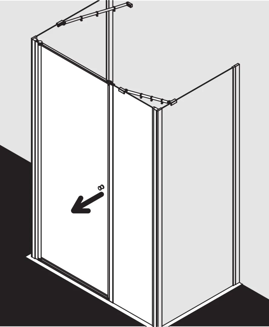 Kermi Duschdesign IBIZA 2000 Schwingtür und Festfeld, Silber Mattglanz