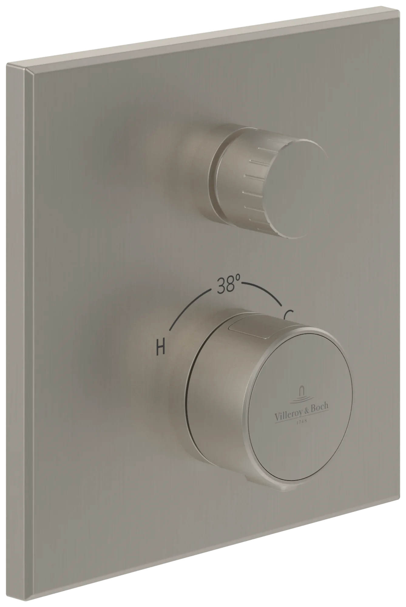 Villeroy & Boch Unterputz-Thermostat Universal Taps & Fittings, Brushed Nickel Matt, 157x66x157 mm, Thermostatfunktion mit Mengenregulierung