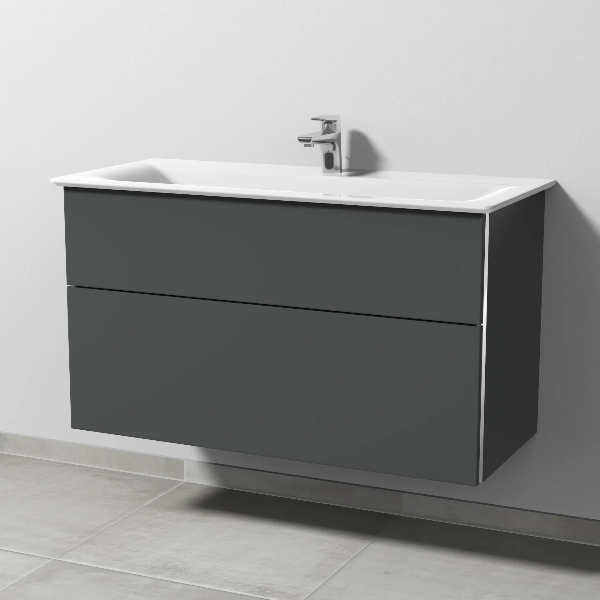 Sanipa Waschtischunterschrank „3way“ passend zu Keramik-Waschtische Connect Air von Ideal Standard 990 × 585 × 437 mm in Anthrazit (matt)