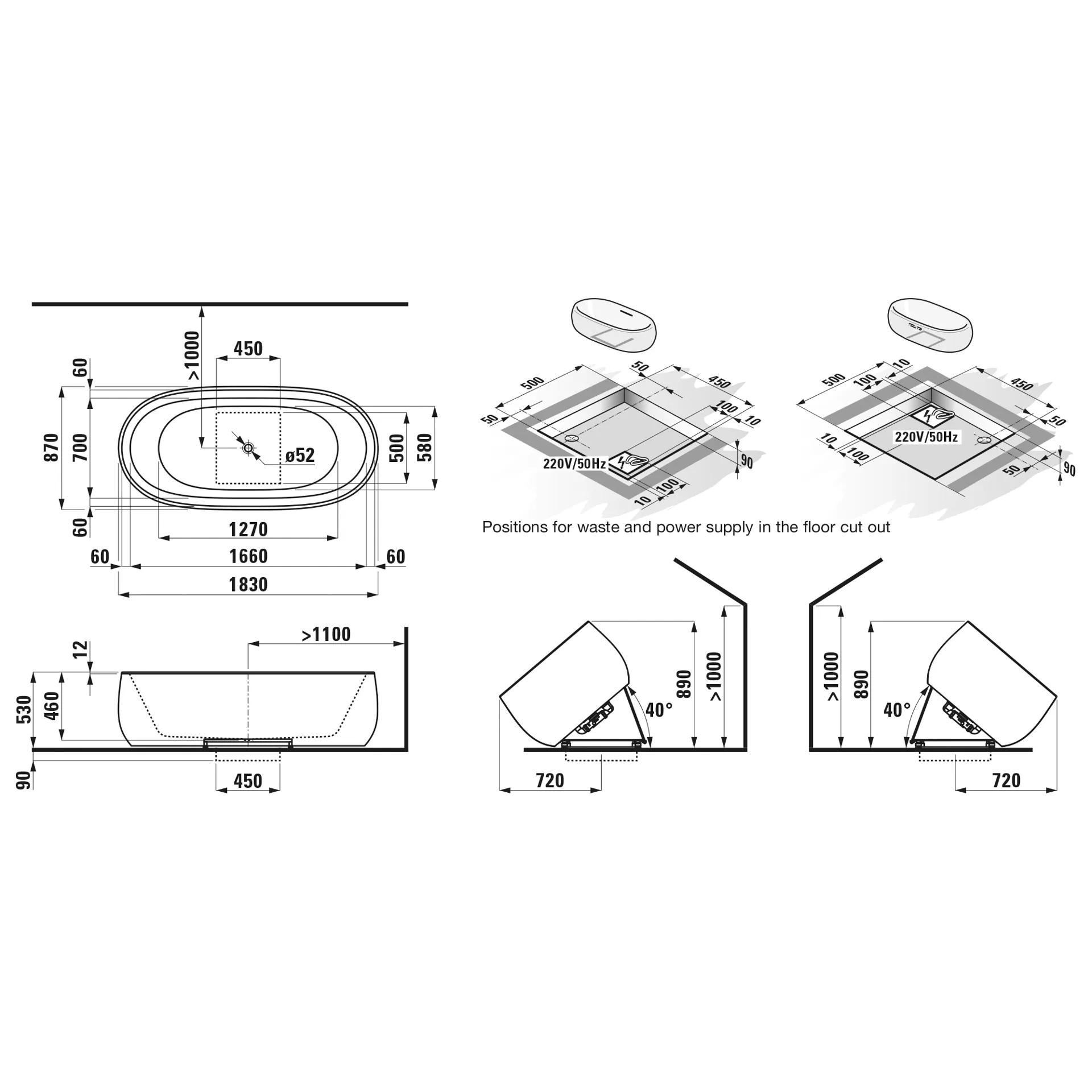 Laufen Badewanne „Ilbagnoalessi“ freistehend oval 1830 × 870 mm in Weiß Laufen Badewanne „Ilbagnoalessi“ freistehend oval 1830 × 870 mm in Weiß